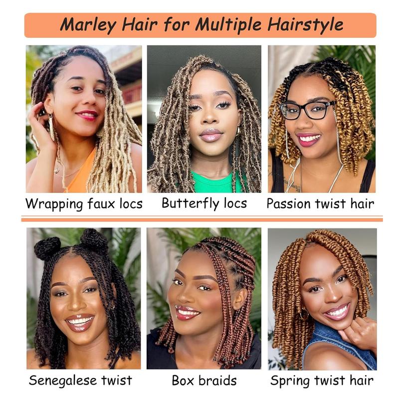 3 Packs Marley Twist Braiding Hair, 12 Inch Pre-Separated Springy Afro Twist Hair Kinky Twist Crochet Twist Hair for Women (12 Inch (Pack of 3), 1B)
