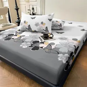 3pcs Butterfly Dream Pattern Mattress Protector Set, Soft Comfortable Bed Sheet and Pillowcases, Suitable for Home Bedroom and Guest Room Use