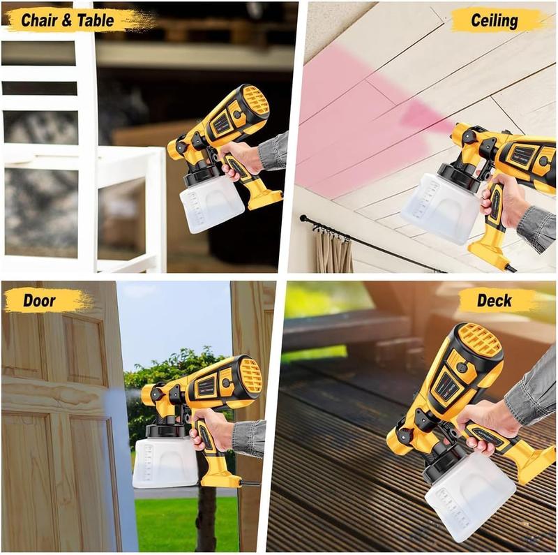 1000W High-Efficiency Electric Paint Sprayer, Cordless HVLP Paint Sprayer for Indoor and Outdoor Use with 10 Accessories, Suitable for House Paint and Color Sprayers on Fences, Furniture, Cabinets, and Walls.