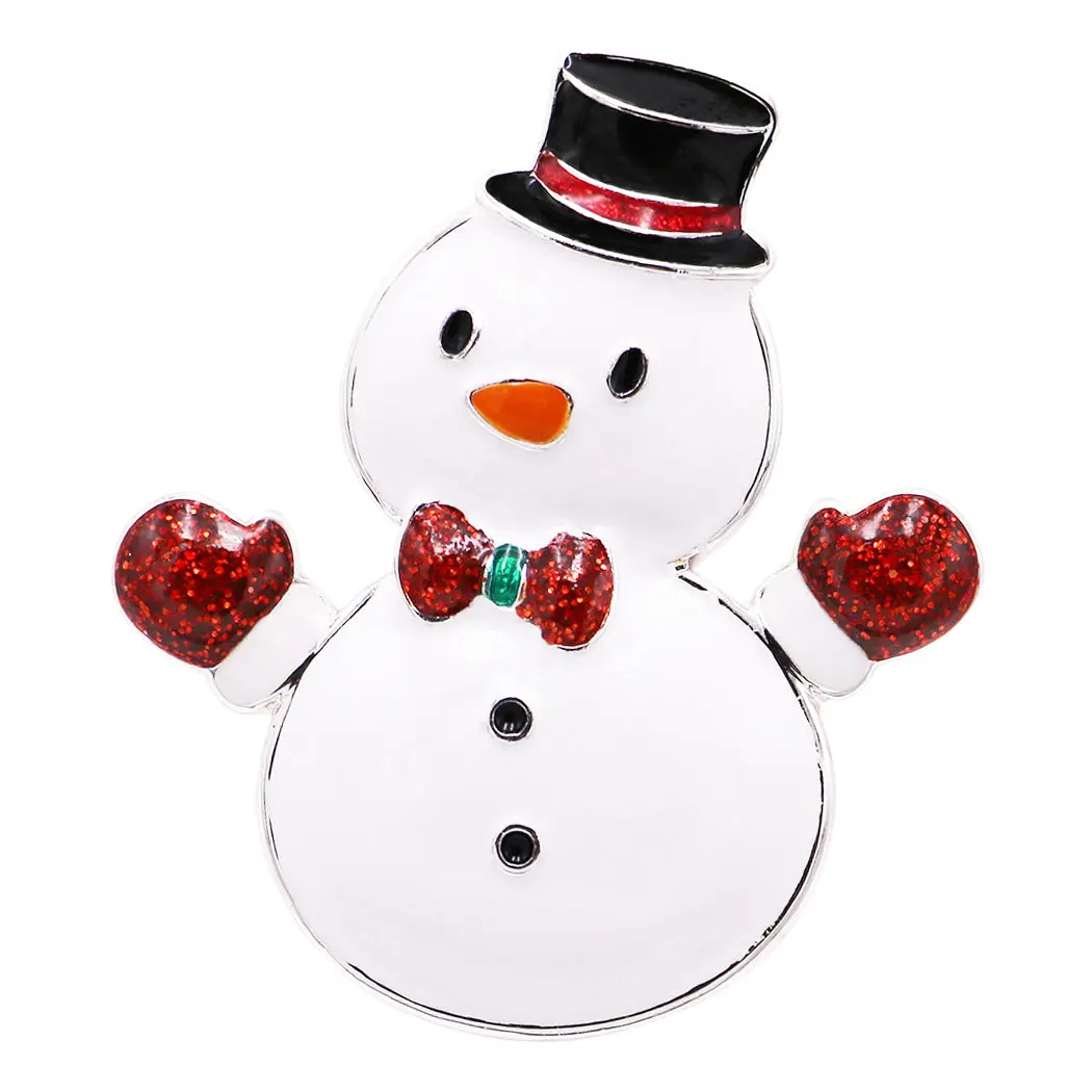 Vintage Christmas Brooch for Women, 2-Inch Glitter-Filled Epoxy Enamel Holiday Accessory with Safety Latch, Santa/Snowman/Gingerbread Man, Locking Bar, 2 Inches, Cute, Santa In His Sled, Festive Holiday Pins, Figure, Party, Unique Glitter-Filled Epoxy, Wh