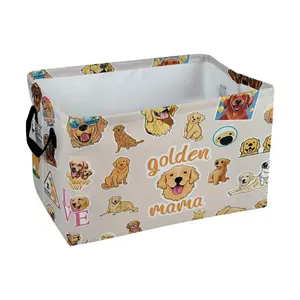 1pc Golden Retriever Dog Pattern Storage Baskets Storage Boxes Home Decor Storage Clothes Organization And Storage Home Decor Storage Holiday Gifts, Shelf Baskets, Organizer for Toys, Books, Storage Basket Laundry Basket with Handle，Laundry Hamper