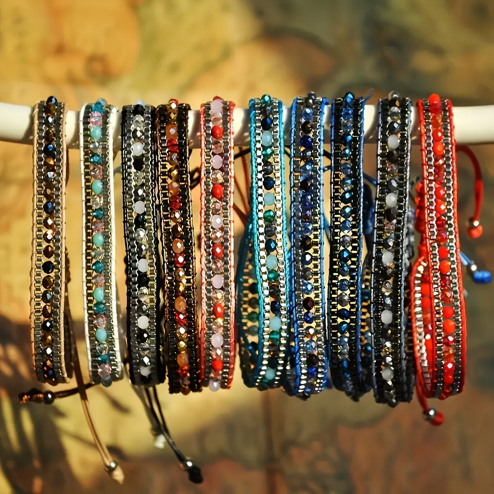 5/10pcs Mix Bohemian Style Glass Beaded Wrap Bracelets For Women Girls - Handmade Adjustable Woven Friendship Bracelets For Summer Hand Wear,summerwins