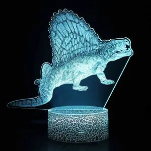 Acrylic carved 3D desk lamp, small night light, dinosaur shaped light, remote control LED visual stereoscopic night light 04