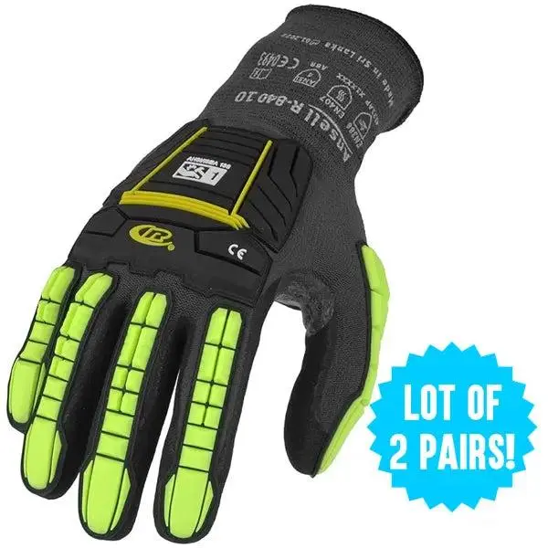 2 Pairs - Ansell Unisex Ringer R-840 Impact Gloves Pair Size 11
