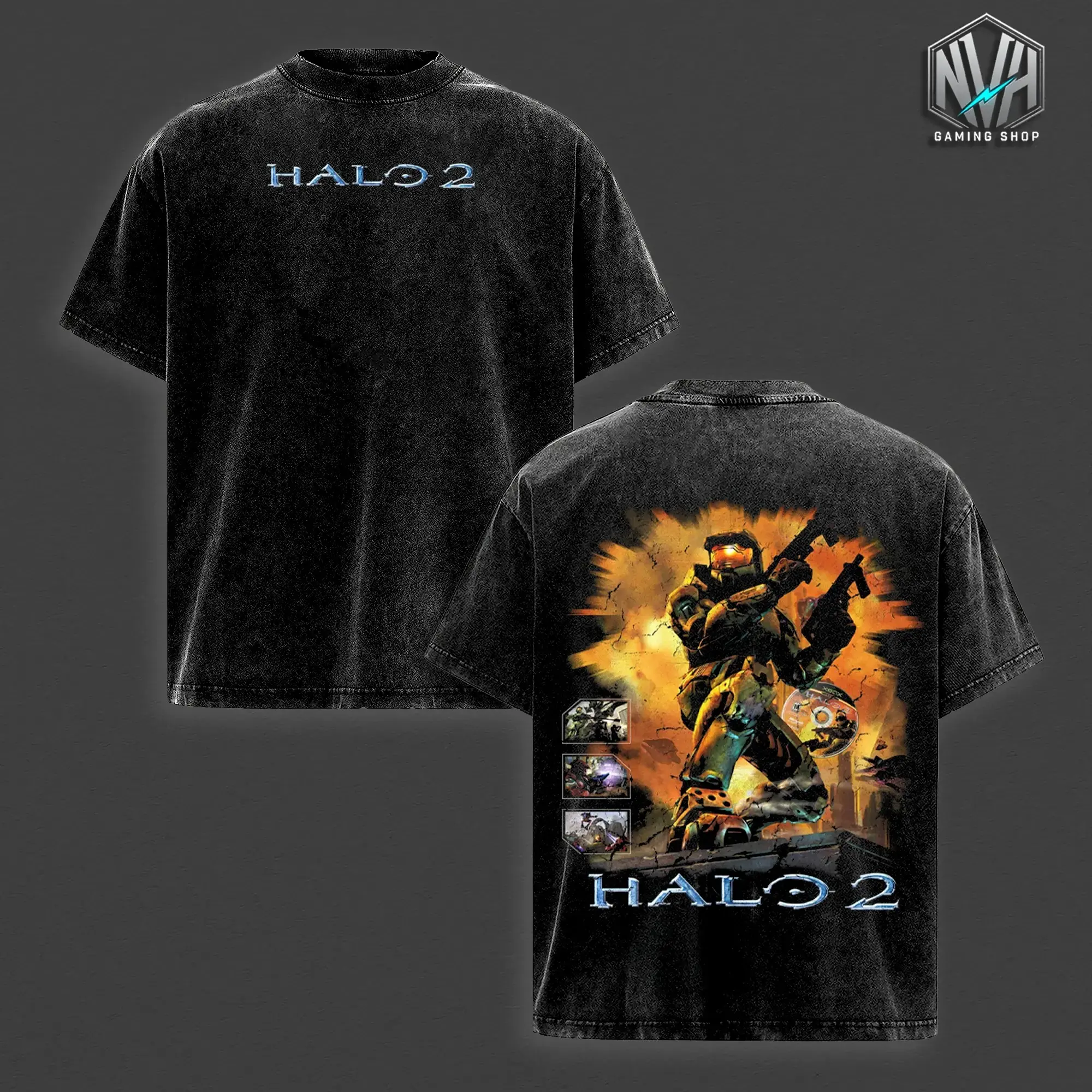 Halo 2 Master Chief Oversized Graphic Tee Men, Bungie Original Xbox Sci-Fi First Person Shooter Video Game, Heavyweight Cotton Unisex Shirt, Short Sleeve Top, Game Lover Shirt, Casual Streetwear Apparel, Trendy T-shirt, Men Women Clothing