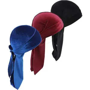 Doo Rag Dew Rags for Men 360 Waves 3Pack Velvet Durags Headwear Skull Hat Headwraps for Men Women