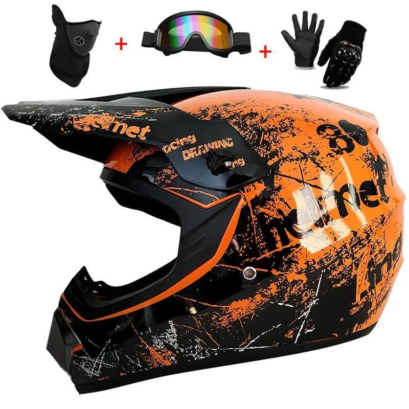 Professional Unisex Full Face Motorcycle Riding Helmet - Off Road Use, Aerodynamic Design, ABS Impact-Resistant Plastic, Ventilation System, Visor-Equipped, Adjustable Strap, 52-53cm Size, Equipped With Visor, Full Face Helmet, Quick Release, Face Cover O