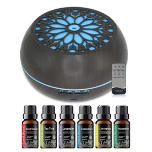 550ml Essential Oil Diffuser with Remote  6 Oils, Soundwave, 7-Color Light for Home Office