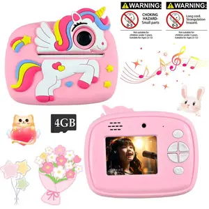 Kids Instant Selfie Camera With 2.4 Inch Screen, Cute Design, Portable Digital Printing Camera Toy, Ideal Holiday & Birthday Gift For Children Aged 3-12