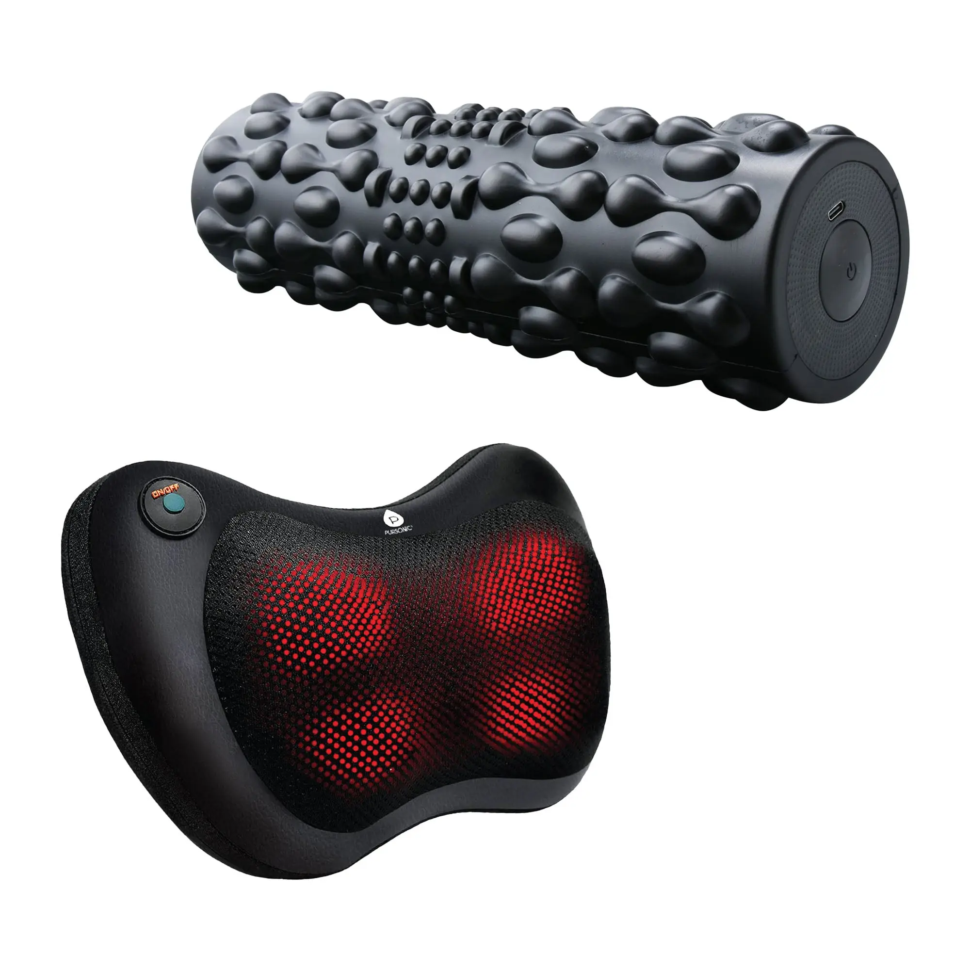 Pursonic Total Body Recovery Bundle –  Vibrating Foam Roller + Shiatsu Heating Neck & Back Massager