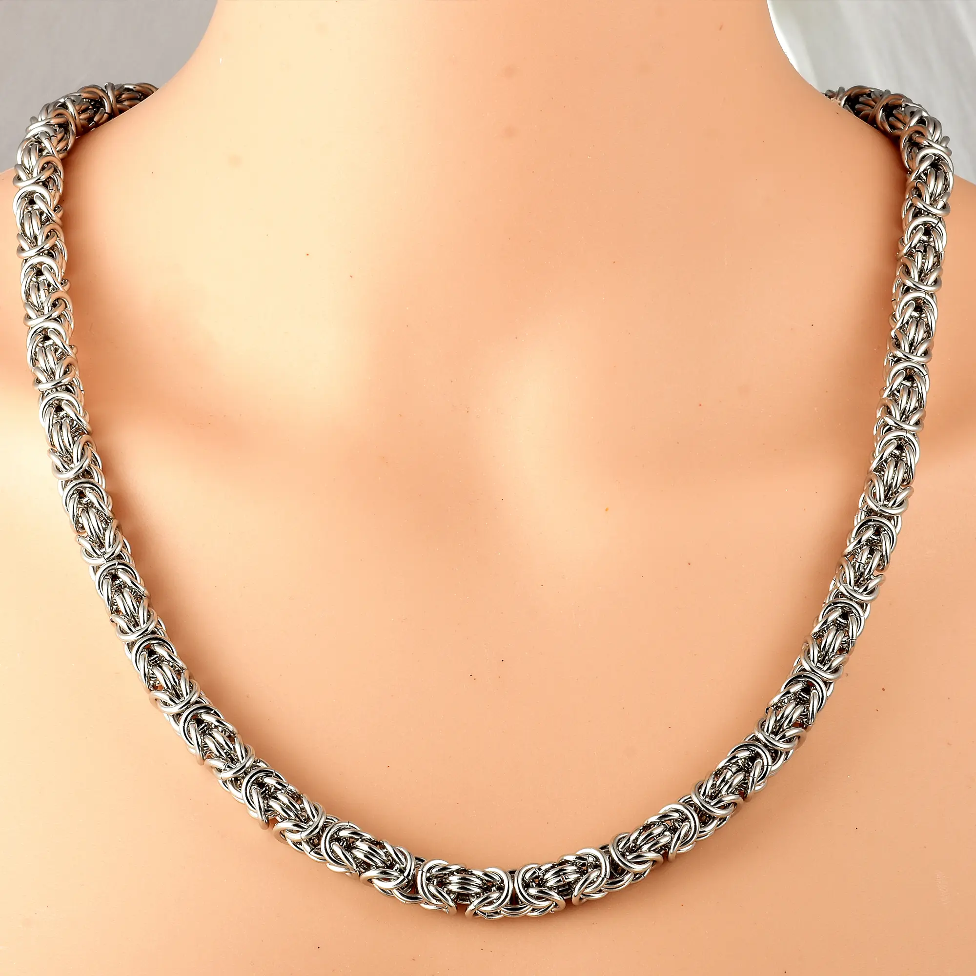 6/10MM Thick Sivler Color Plated Byzantine Necklace Bracelet for Men and Women Jewellery