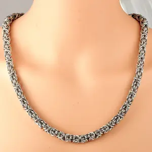 6/10MM Thick Sivler Color Plated Byzantine Necklace Bracelet for Men and Women Jewellery