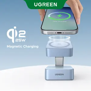 【LIVE ONLY】UGREEN 25W Magflow Wireless Charger 2-in-1 Magnetic Charging Station for iPhone 17/16/15/14/13/12 Pro Max, Fast Qi2 Certified Foldable Stand with USB-C Port, Compatible with AirPods, Dual Device Charging,TikTokShopholidayhaul
