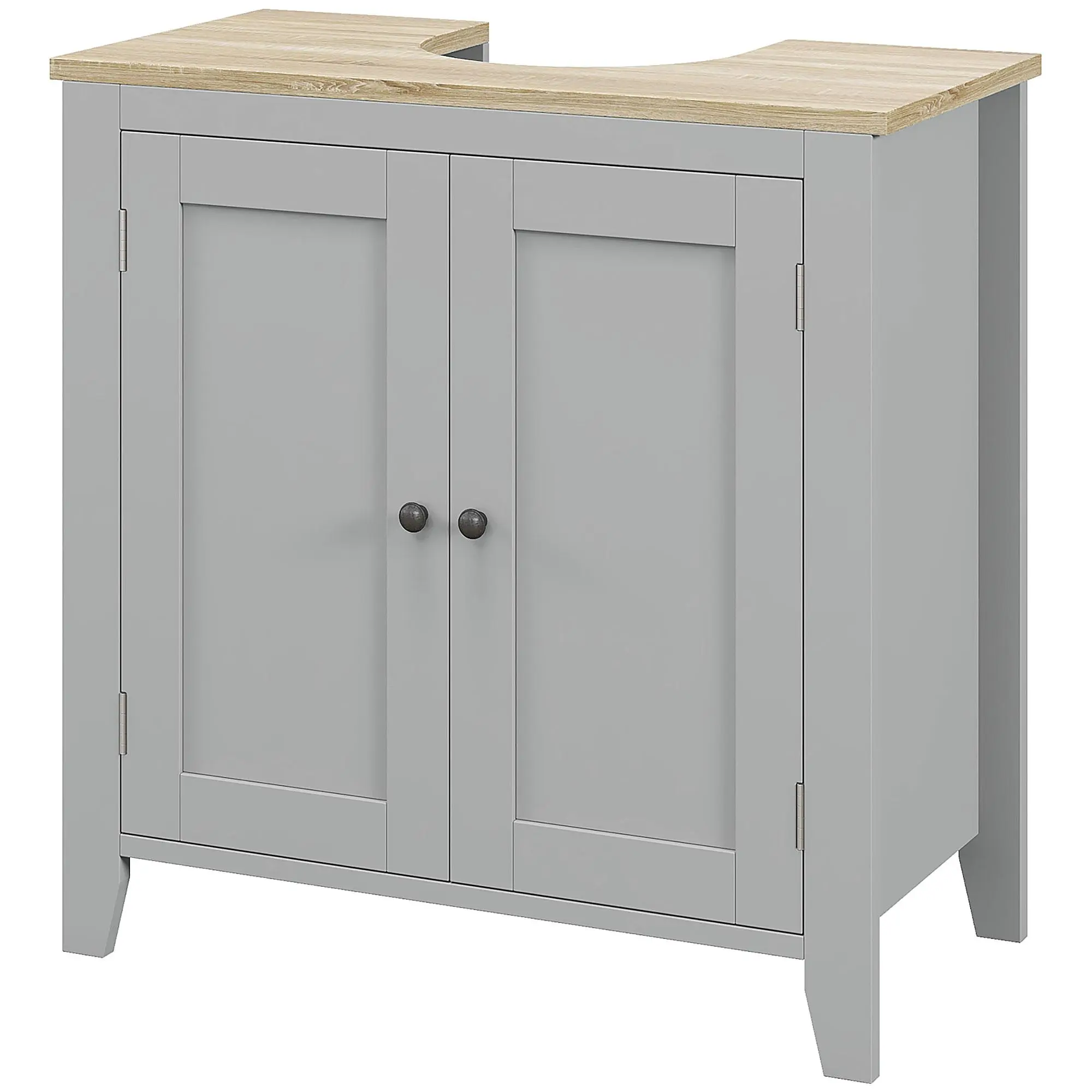 Gray Pedestal Sink Cabinet with U-Shaped Cut-out and Adjustable Shelf Space-Saving Bathroom Vanity 23.5" W x 11.75" D x 23.5" H