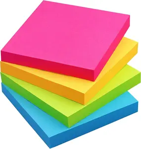 Bright 3x3 Sticky Notes, Self-Stick 4 Pads with 100 Sheets Each, Colorful Notepads for Home & Office Use