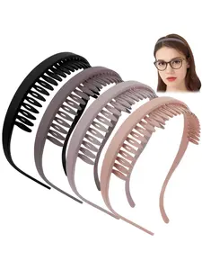 4-piece sweet casual joker with teeth anti slip headband hair accessories suitable for ladies to wash face, apply facial mask, exercise, daily commuting wear the forehead hair compression hair accessories