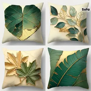 [Modern Pillowcase] 4pcs Modern Leaf Pillowcase | Suitable for Office, Party, Living Room, Bedroom, Sofa, Bed, Car Decoration (No Pillow Core)