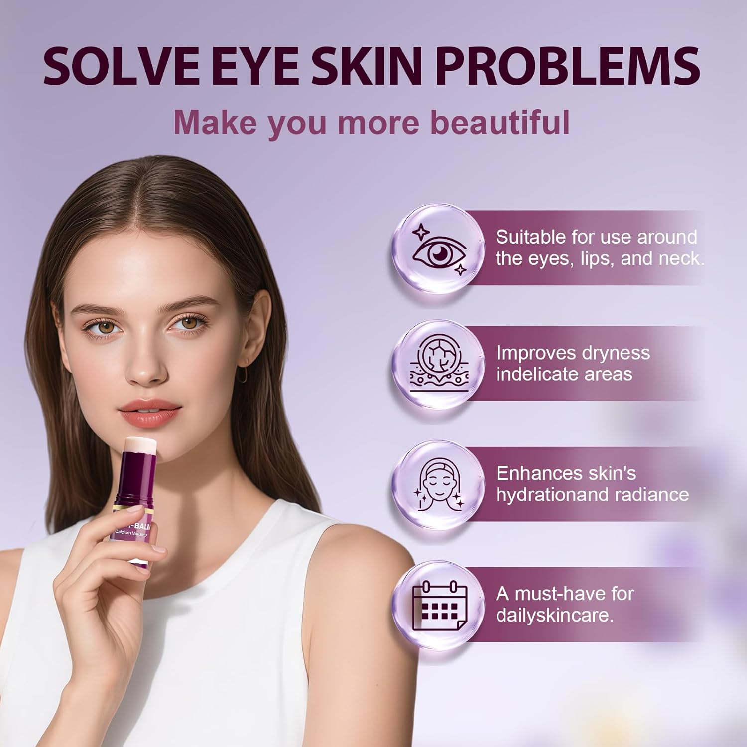 Calcium Multi Balm Stick, Calcium Volume Multi Balm, Korean Collagen Moisturing Stick, Firming & Moisturizing, Korean Skincare, Anti-Wrinkle, Hydrating, Lifting Cream for Eyes, Face & Neck