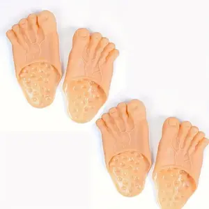 Funny Big Foot Slippers, Couples' 2 Pairs Deal, Unisex Soft Sole Non-Slip Home Prank Sandals, Creative Five-Toe Design, Indoor Outdoor Comfort Shoes, Perfect Gift!