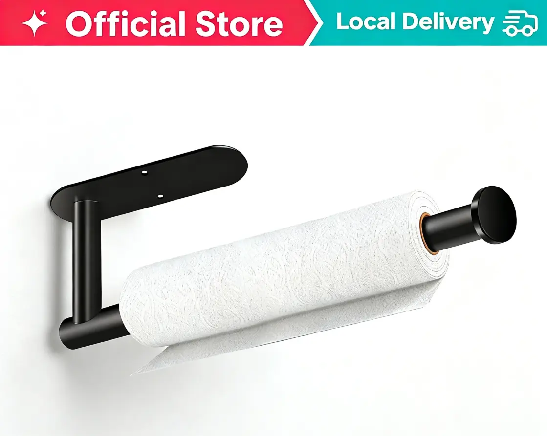 Paper Towel Holder Wall Mount, Self Adhesive Or Drilling Paper Towel Holder Under Cabinet, 13.2 inch Stainless Steel Kitchen Paper Towel Roll Rack, Bathroom Towel Roll Hanger