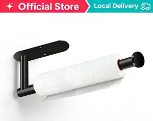 Paper Towel Holder Wall Mount, Self Adhesive Or Drilling Paper Towel Holder Under Cabinet, 13.2 inch Stainless Steel Kitchen Paper Towel Roll Rack, Bathroom Towel Roll Hanger