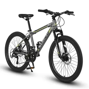 Mountain Bike 26 Inch 21-Speed High-Carbon Steel Frame Dual Suspension Fork Dual Disc Brake Adjustable Ergonomic Seat for Men Women Adults Lightweight Outdoor Cycling Bicycle Gray