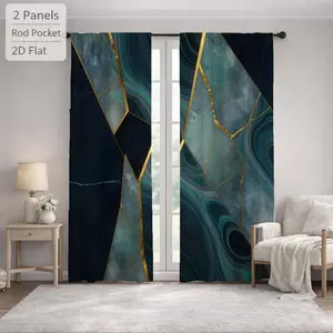 2Pcs Abstract Gold Line Marble Pattern Sun Blocking Curtains Digital Printed Rod Pocket, Window Treatment For Bedroom Office Kitchen Living Room Study Home Decor