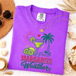 Comfort Colors Margarita Weather Shirt Funny Summer Cocktail Graphic Tee Tropical Beach Party Outfit Vacation Vibes Womenswear & Underwear - Women's Tops - T-Shirts