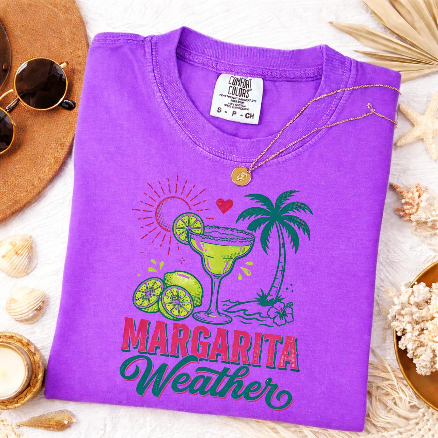 Comfort Colors Margarita Weather Shirt Funny Summer Cocktail Graphic Tee Tropical Beach Party Outfit Vacation Vibes Womenswear & Underwear - Women's Tops - T-Shirts