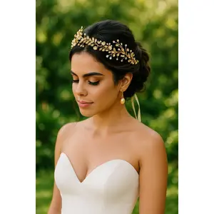 Gold Bridal Headband: Crystal Wedding Tiara, Handmade in USA