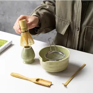 4/5/6pcs matcha kits, Matcha Whisk Set - matcha mixer, teaspoon, ceramic bowl - traditional tea set. Suitable for home kitchen and household tea brewing tools, Tea Making Tools. A birthday gift for matcha enthusiasts