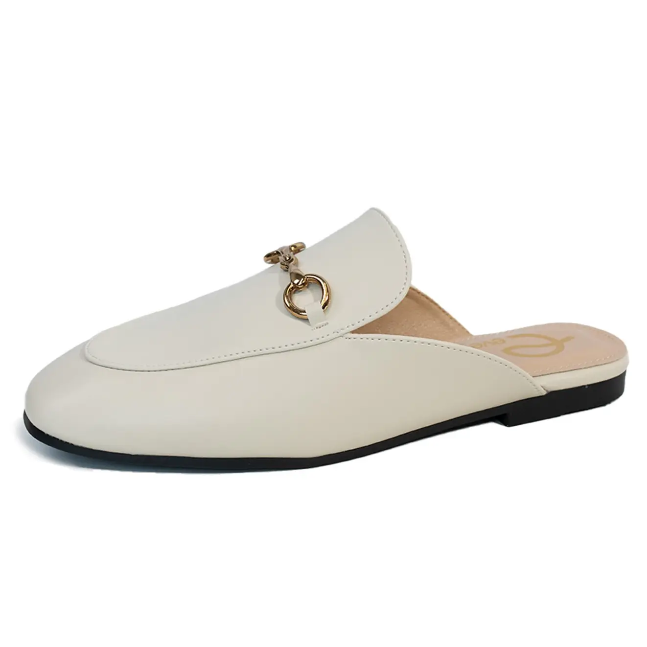 EVELLYHOOTD Pretty Comfort Mules for Women Pointed Toe Snaffle-Trim Backless Loafers Leather Slip On Mule Unisex #8001