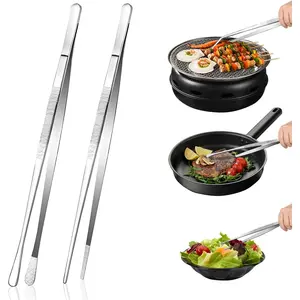 2- Set of 12 Inch Stainless Steel Kitchen Tweezers - Pliers for Cooking And  Processing (Straight clip+round  clip)