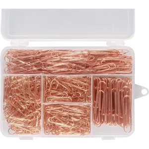 600 Rose Gold Office Paper Clips Assorted Sizes Small Medium and Jumbo 28mm 33mm 50mm