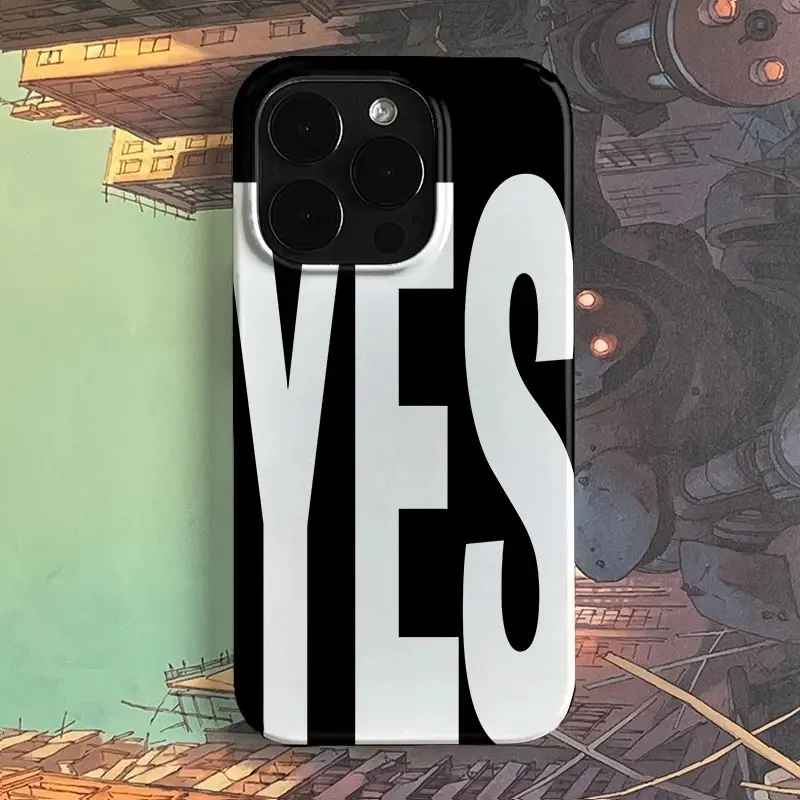 NO and YES Personalized Art Black and White Letters Phone Case Cover for iphone 17 phone case 16 pro max 15 Plus 14 13 12 11 Cute, clear, military-grade, high-end, durable, shockproof, and drop-resistant 2-in-1 glossy phone case