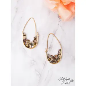 DATE NIGHT GREY CLUSTER HEMATITE OVAL HOOP EARRINGS