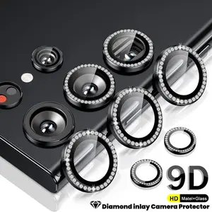 For Samsung Galaxy S26 S25 S24 S23 S22 Ultra Diamond Glass Metal Ring Drop-Proof Camera Protector Case On Samung S 24 25 26 Plus