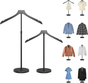 2 Pack Mannequin Torso, Adjustable Shirt Display Stand Height 20 to 34 Inches, Cap and Gown Display Stand Stable Clothing Garment Dress Form, Coat Jacket Hanger Easy to Install, Black