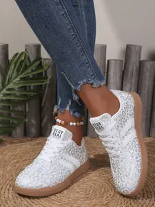 Women's Casual Shoes 2026 New Spring Round Toe Lace-Up Sneakers, Plain Pattern Rubber Sole, All-Season Comfortable Footwear