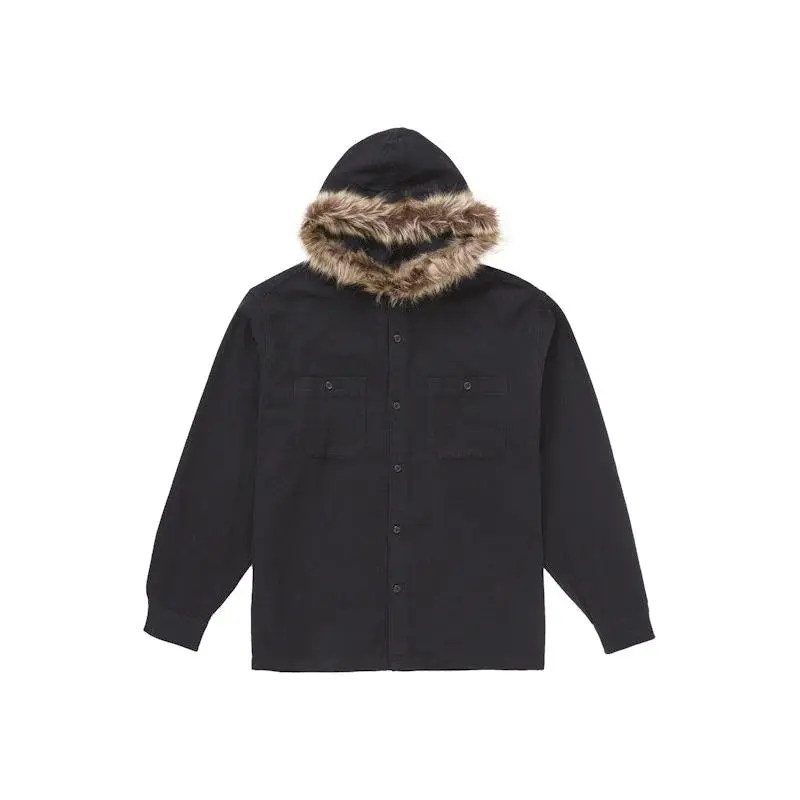 Supreme Men's Fur Trim Flannel Hooded Shirt Black, from StockX