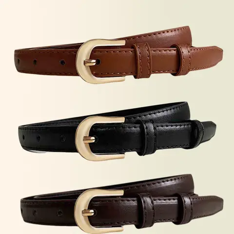 Women's Minimalist Casual Plain Color PU Leather Belt, Adjustable Belt, Vintage Trendy Belt, Fashionable Versatile Belt for Jeans & Dress Decoration, Vintage Appeal, Pu Leather Buckle, Casual Style Belts