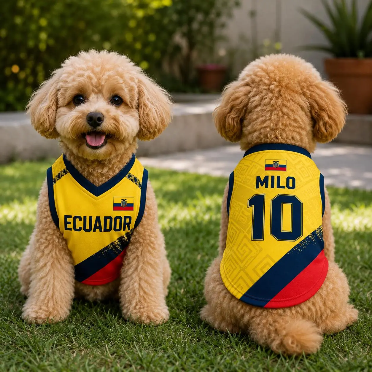 Personalized Ecuador Pet Soccer Jersey, Custom Dog Cat Football Shirt, Name Number Puppy Outfit