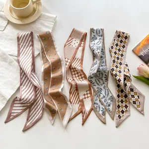 5-Pack Fashion Scarves, Lightweight Polyester Hair Accessories, Perfect for Daily Wear, Beach Vacation, Office, Casual, Plaid Scarf