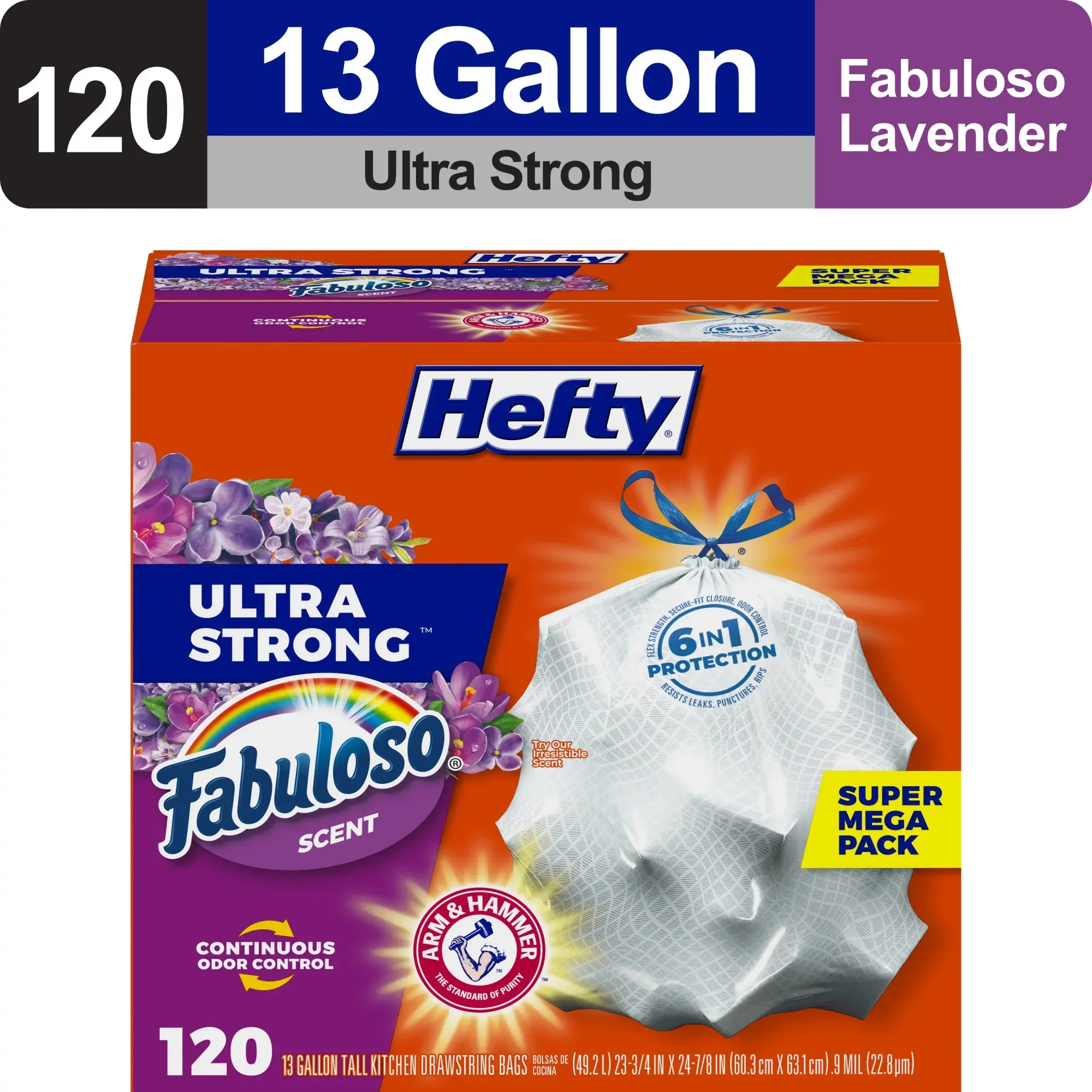 Ultra Strong 13-Gal Tall Kitchen Trash Bags, White, Fabuloso Scent, 120-Bag Pack Ultra Strong 13-Gal Tall Kitchen Trash Bags, White, Fabuloso Scent, 120-Bag Pack