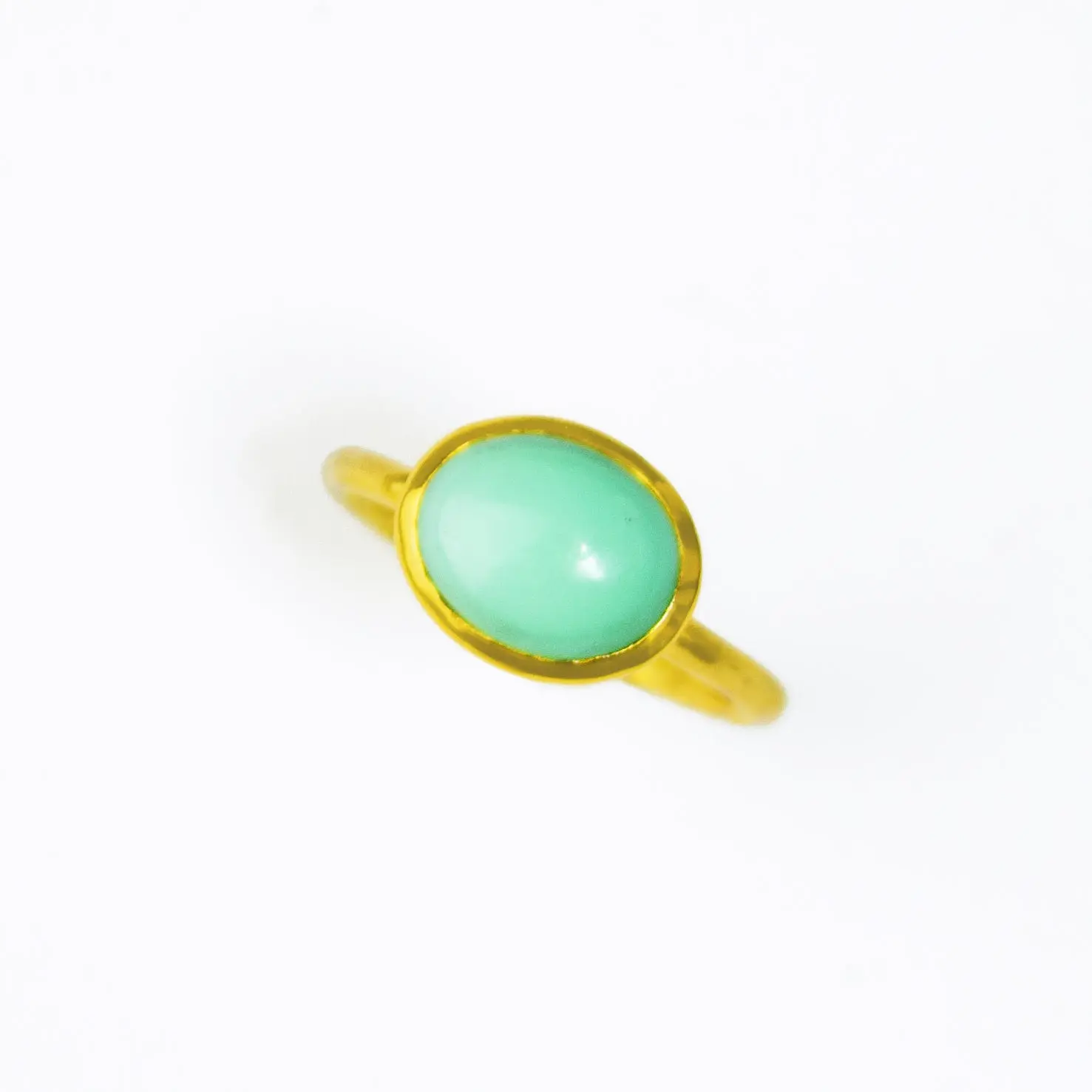 Mint Green Chrysoprase Cabochon Oval Ring