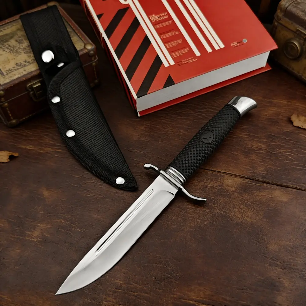 Russian NKVD Jungle Fixed-Blade Knife with Sheath, High-Hardness 440C Blade, Nylon Fiber Handle—Outdoor, Everyday Carry (EDC), Survival, Camping, Hiking, and Adventure Tool, Outdoor Practical Tool, EDC Knives