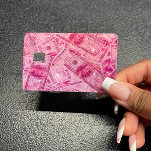 Pink Money Bank Card Skin Sticker - Glittery Design for Stylish Protection