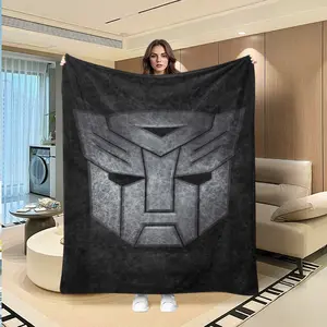 Transformers Bumblebee Geometric Print Flannel Blanket, Industrial Style Soft Warm Nap Throw, Bedroom Sofa Decor Multi-Purpose All Seasons