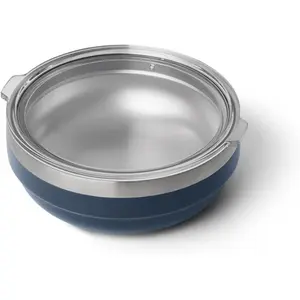 Rambler Low Bowl, Vacuum Insulated, Stackable and Nestable Stainless Steel Bowl with Lid, 0.7 Quart, Navy