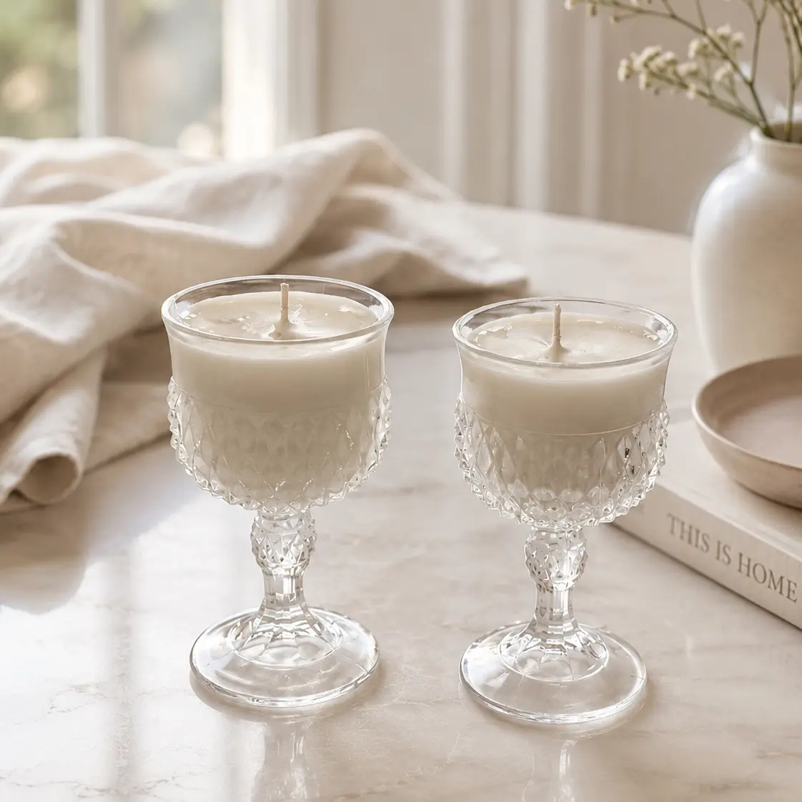 Nocturne | Vintage Diamond-Point Goblet Pair